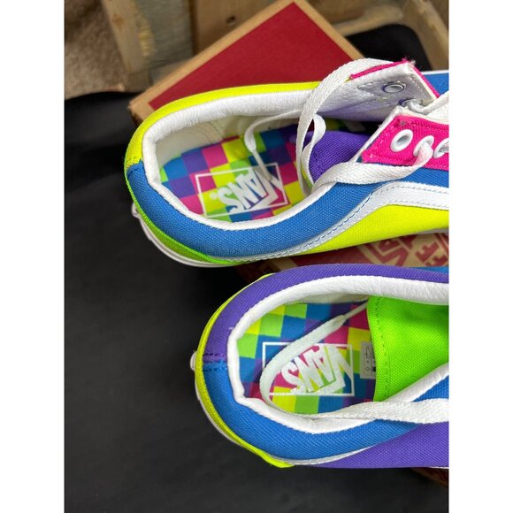 Vans Old Skool Mens Shoes 10 Neon Color Block Canvas & Suede Sneakers - Picture 7 of 11